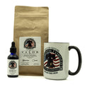 Freedom Forged Coffee Company products including a bag, mug, and bottle on a white background